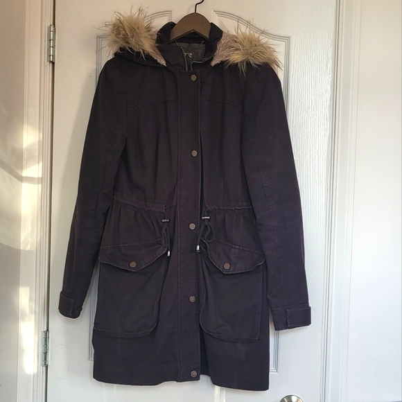 Evernew Navy Faux Fur Hooded Fall Jacket - Picture 1 of 5